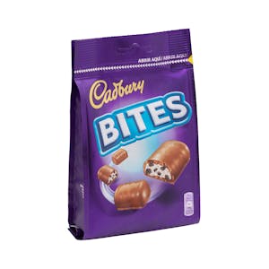 Chocolate con leche Bites Cadbury con relleno sabor vainilla y trozos de galleta