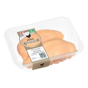 Pechugas Enteras de Pollo Certificado Alimentado con un 50% de Maíz 0.47 KG