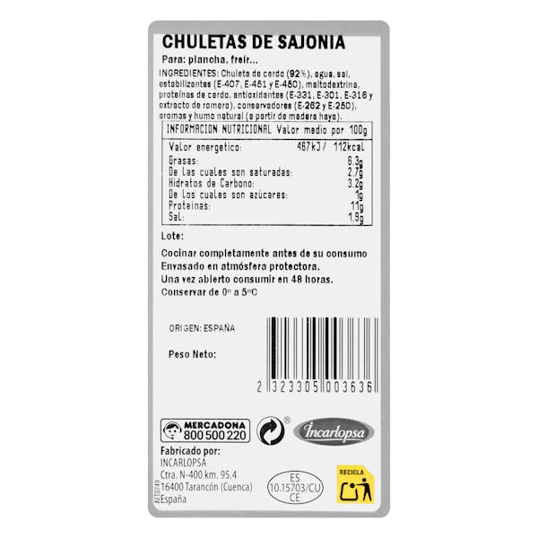 Chuletas de cerdo sajonia