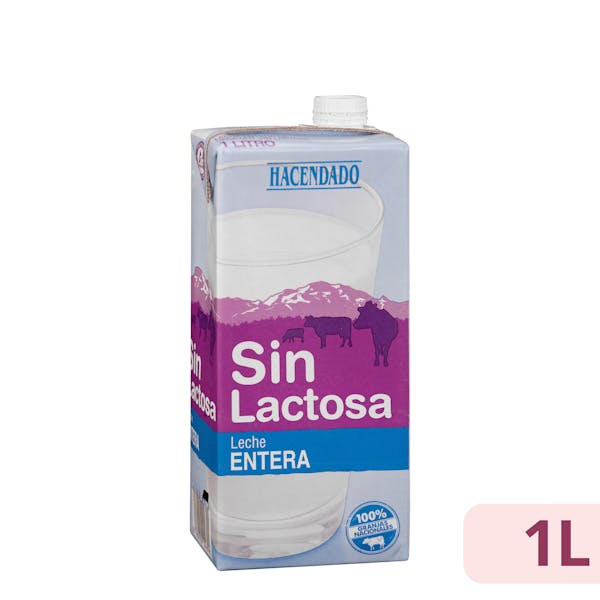 Leche entera sin lactosa Hacendado