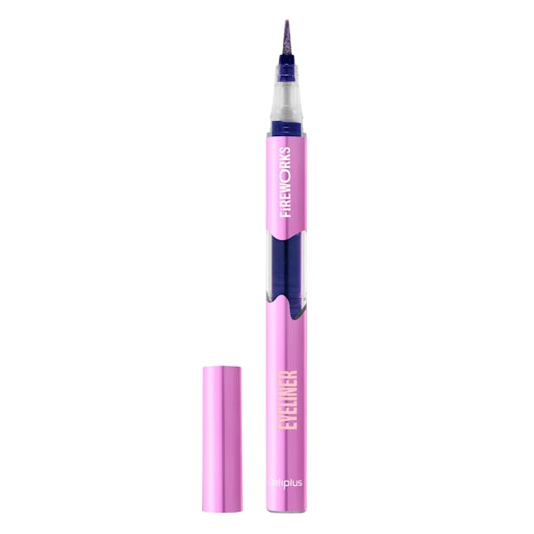 Perfilador de ojos Eyeliner Fireworks Deliplus morado con brillo