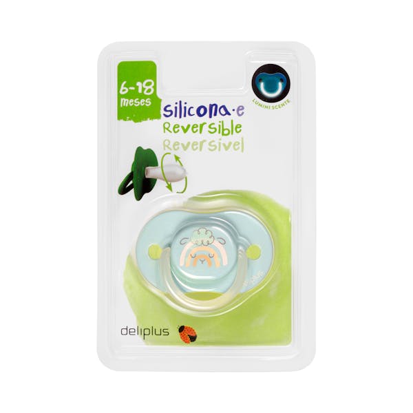 Chupete silicona reversible Deliplus +6 a 18 meses luminiscente