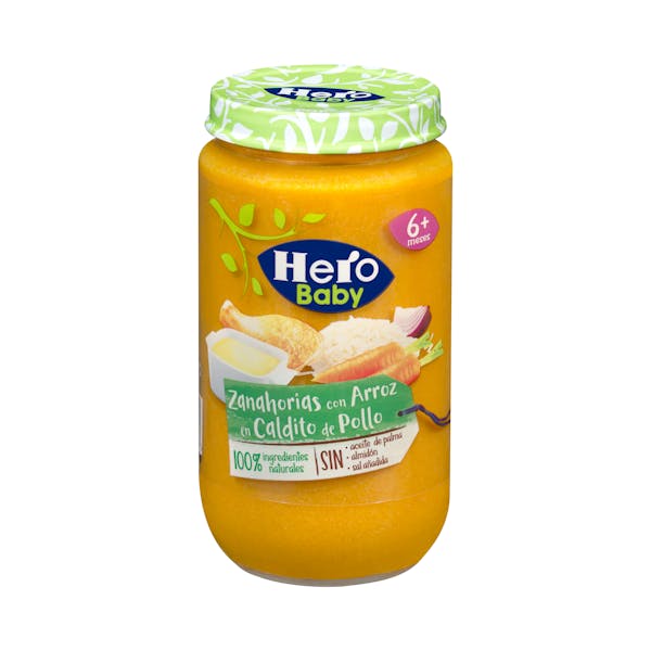 Papilla zanahorias con arroz en caldito de pollo Hero Solo +6 meses