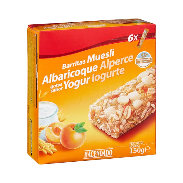 Barritas de cereales muesli Hacendado con albaricoque Mercadona compra online