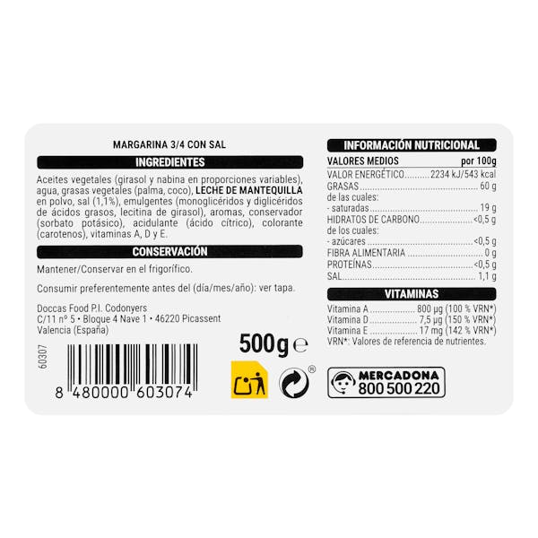 Margarina con sal Hacendado