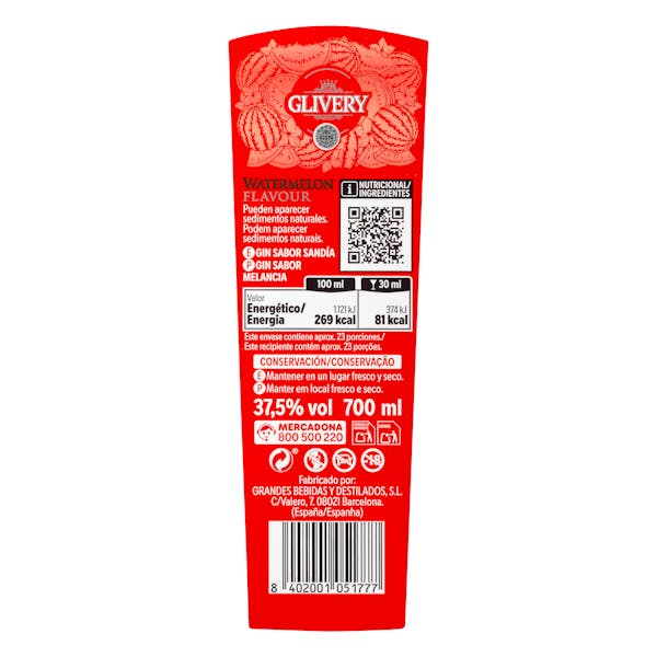Ginebra watermelon Gin Glivery