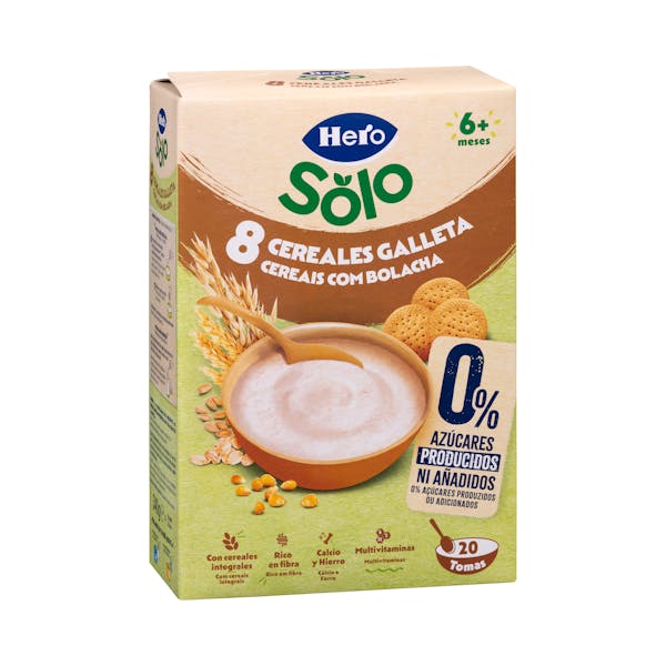 Papilla 8 cereales con galleta Hero +6 meses