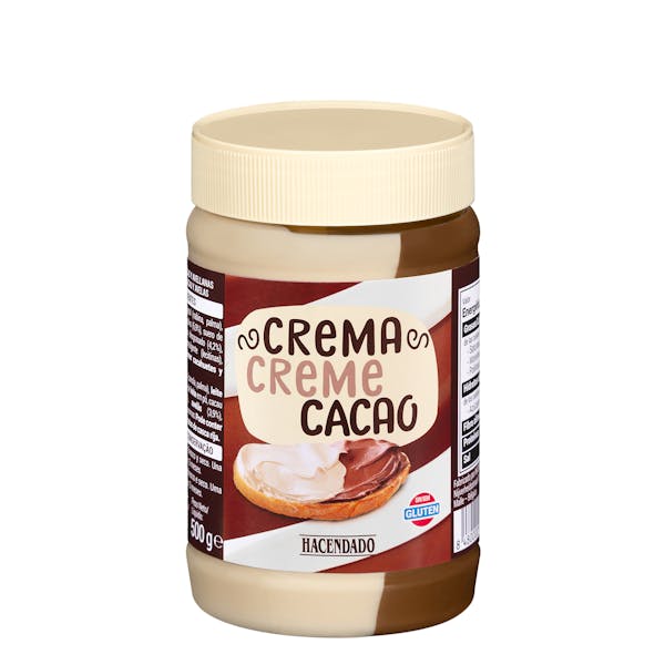 Crema al cacao con avellanas Hacendado de 2 sabores