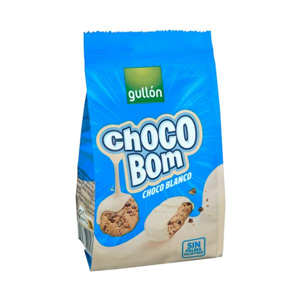 Galletas Choco Bom Gullón con chips de chocolate recubiertas de chocolate blanco
