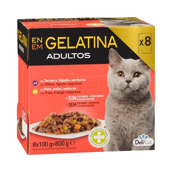 Bocaditos en gelatina gato adulto Delikuit