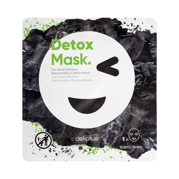 Mascarilla facial Detox Mask Deliplus con ácido glicólico, niacinamida y carbón activo