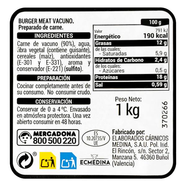 Etiqueta / ingredientes