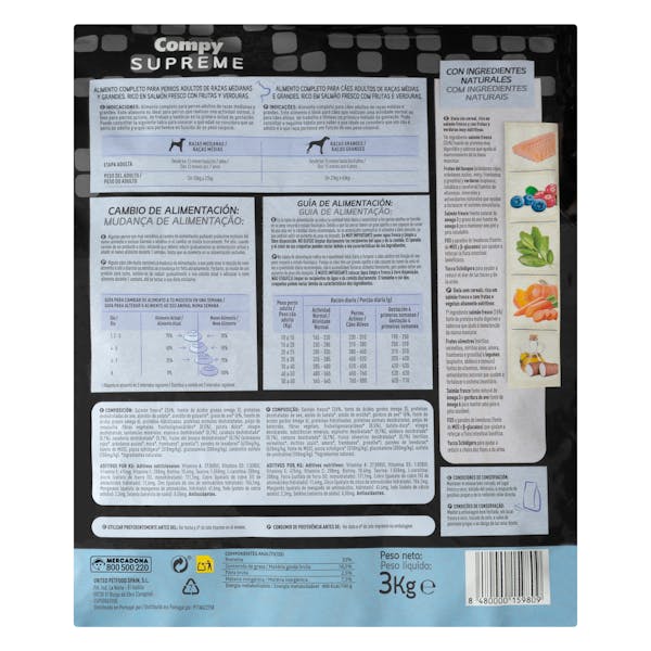 Comida perro adulto Supreme Compy salmón fresco con frutas y verduras