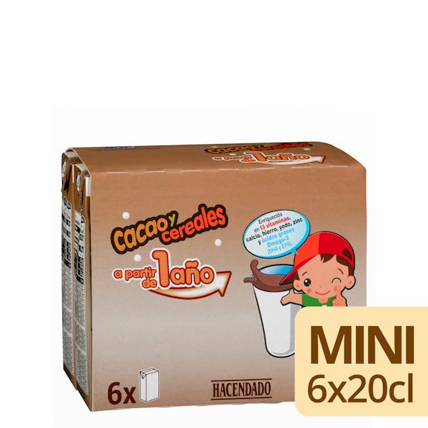 Imagen de Preparado lácteo con cacao y cereales Hacendado +1 año