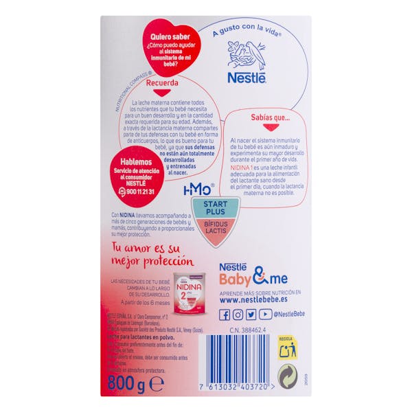 Leche para lactantes en polvo 1 Nidina Nestlé