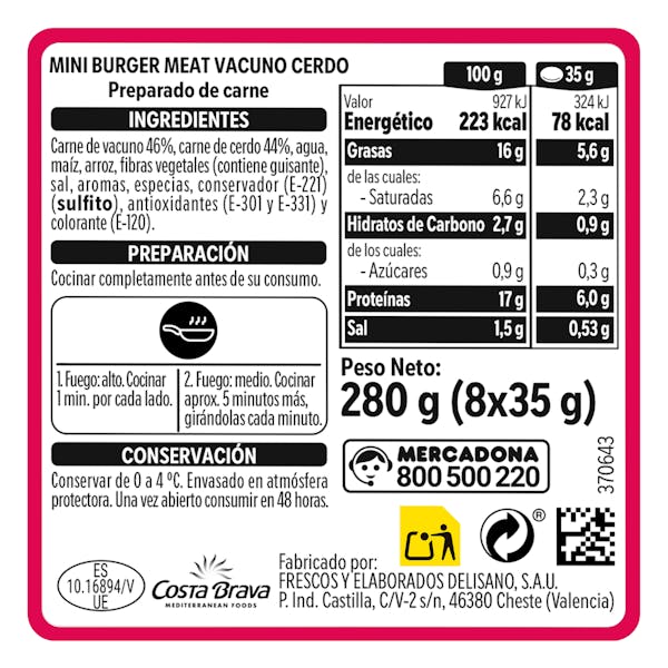 Mini burgers de vacuno y cerdo