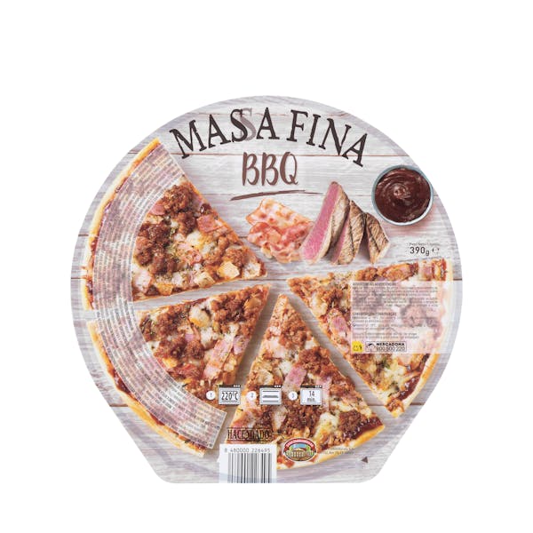 Imagen de Pizza masa fina Barbacoa Hacendado ultracongelada