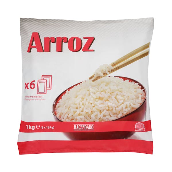 Arroz para microondas Hacendado ultracongelado