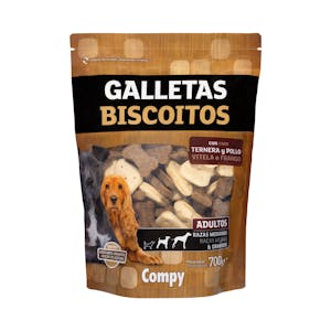 Snack galletas perro adulto con pollo y ternera Compy razas medianas y grandes