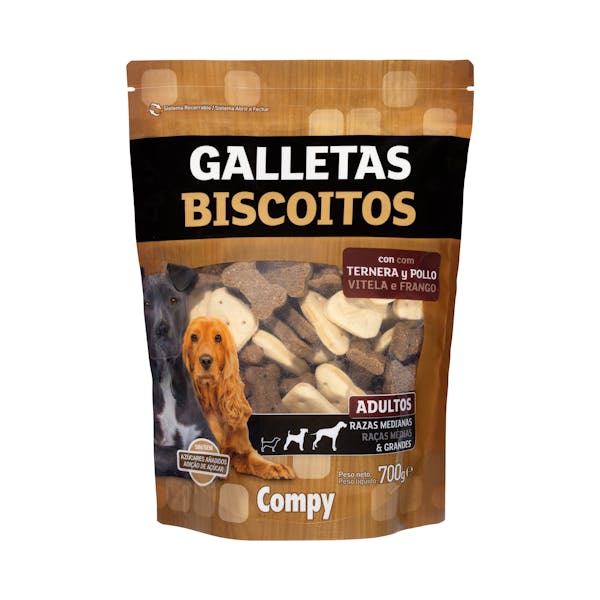 Snack galletas perro adulto con pollo y ternera Compy razas medianas y grandes