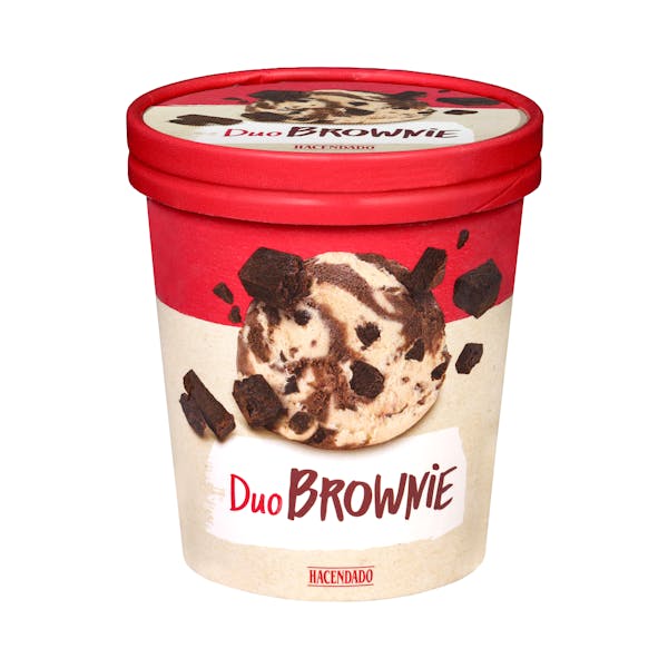 Helado Duo Brownie Hacendado de crema sabor vainilla y cacao