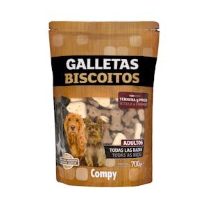 Snack galletas perro adulto con pollo y ternera Compy razas medianas y grandes