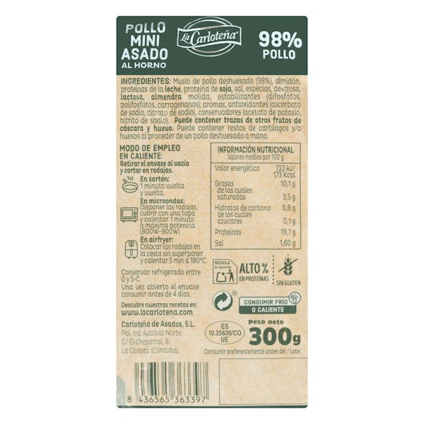 Mini muslo de pollo 98% La Carloteña asado al horno