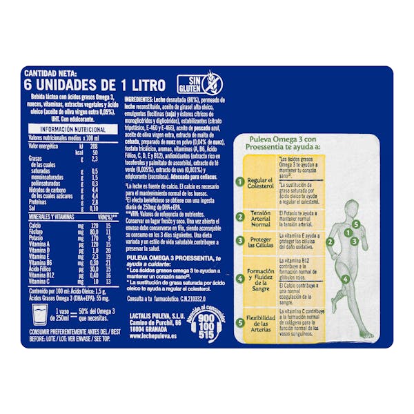 Bebida láctea Omega 3 Puleva con nueces y leche desnatada