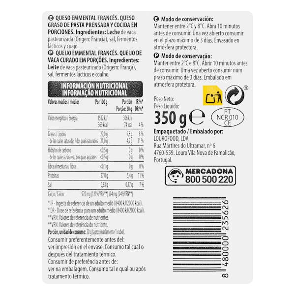 Queso emmental de vaca Hacendado