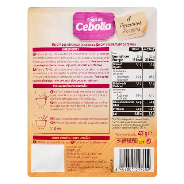 Sopa de cebolla Hacendado