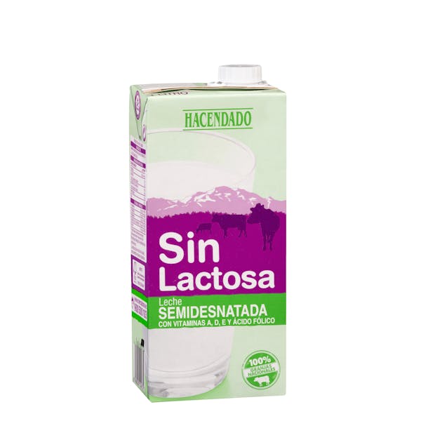 Leche semidesnatada sin lactosa Hacendado