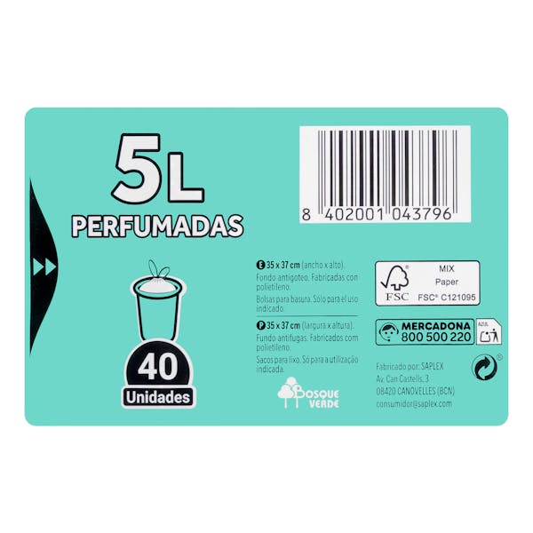 Bolsas de basura 5L Bosque Verde perfumadas