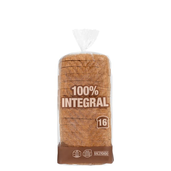 Pan de molde 100% integral Hacendado