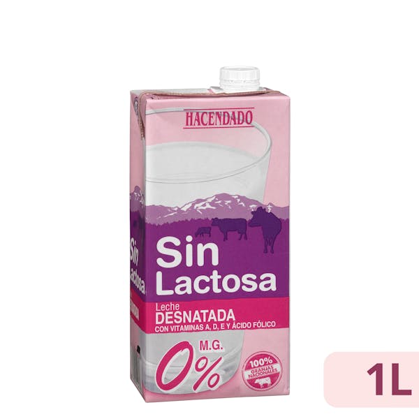 Leche desnatada sin lactosa Hacendado 1 l. en Mercadona