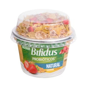 Bífidus natural probióticos azucarado Hacendado con cereales y fresas deshidratadas