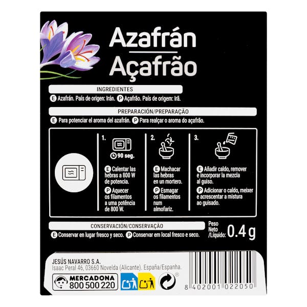 Azafrán hebra Hacendado