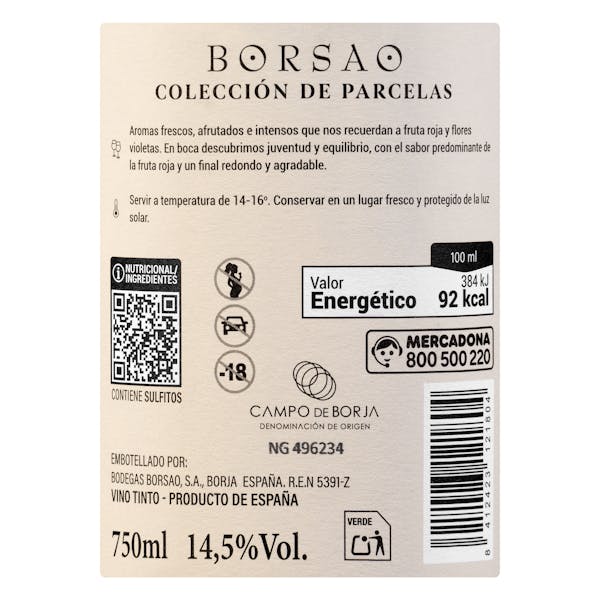 Vino tinto Colección de parcelas Borsao DO Campo de Borja