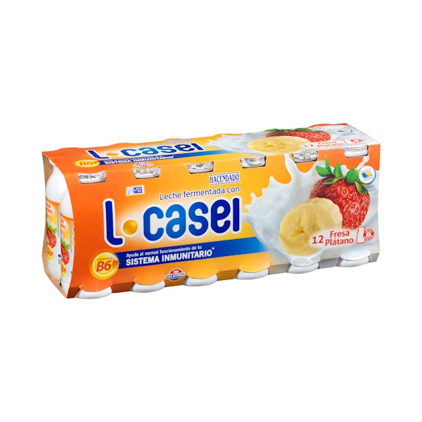 Bebida láctea de fresa y plátano L-casei Hacendado