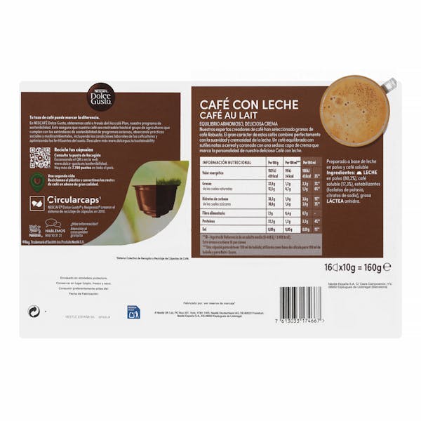 Café con leche en cápsula Dolce Gusto
