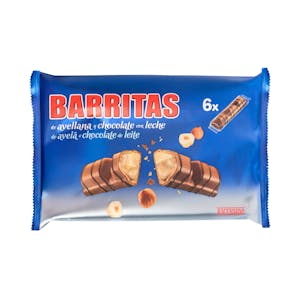 Wafer bars with hazelnuts filling covered chocolate wiht milk individually wrapped Hacendado