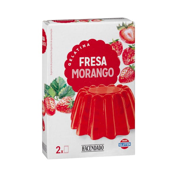 Preparado en polvo gelatina fresa Hacendado