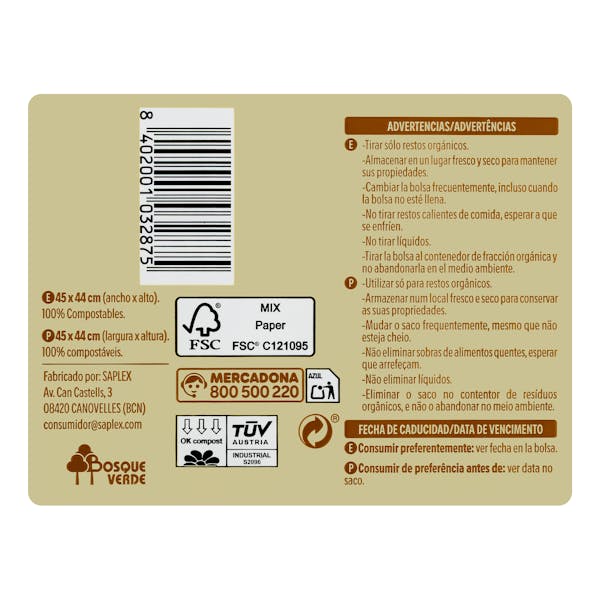 Bolsas de basura compost 10L Bosque Verde
