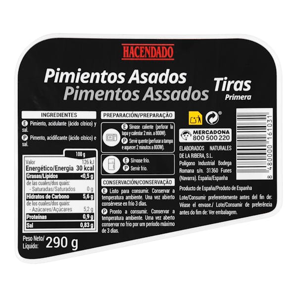 Pimientos asados en tiras Hacendado