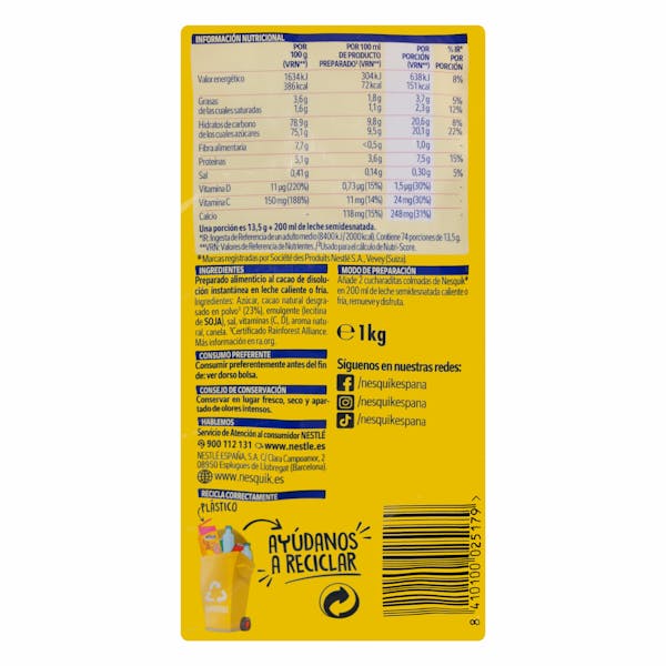 Cacao soluble instantáneo Nesquik