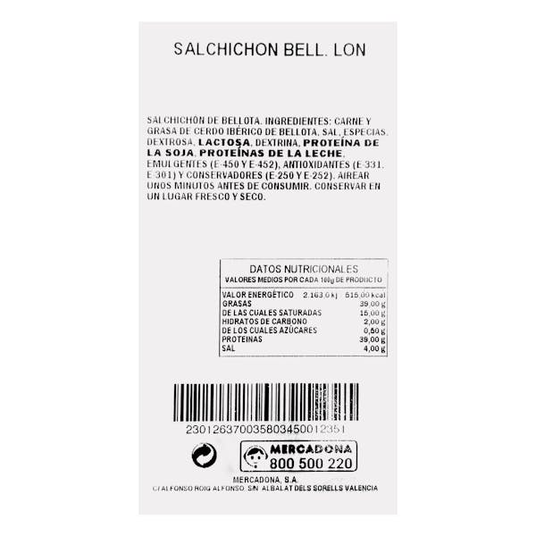 Salchichón de bellota ibérico cortado a máquina