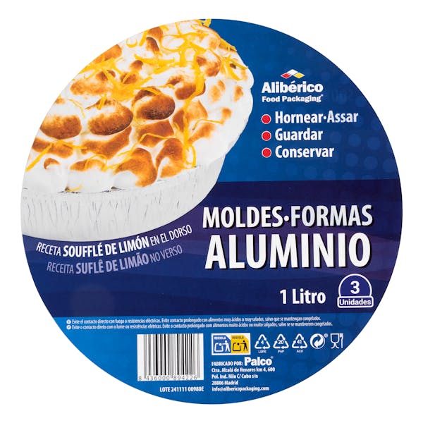 Molde de aluminio redondo 1L Alibérico