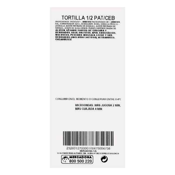 Media tortilla de patata con cebolla Listo para Comer