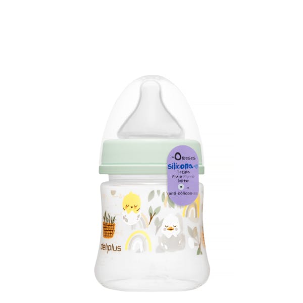Biberón 150 ml tetina silicona flujo lento Deliplus +0 meses