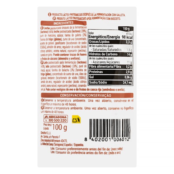 Bolsita postre lácteo galleta Hacendado +8 meses