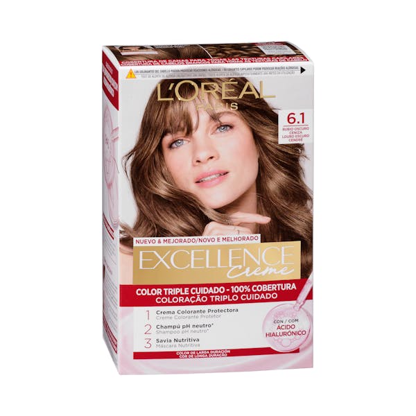 Coloración permanente 6.1 rubio ceniza oscuro Excellence Creme
